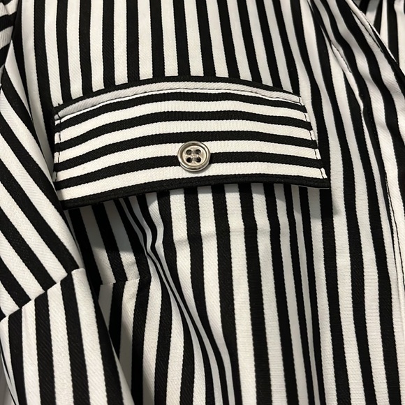 Black and white striped button down dress - Picture 2 of 3